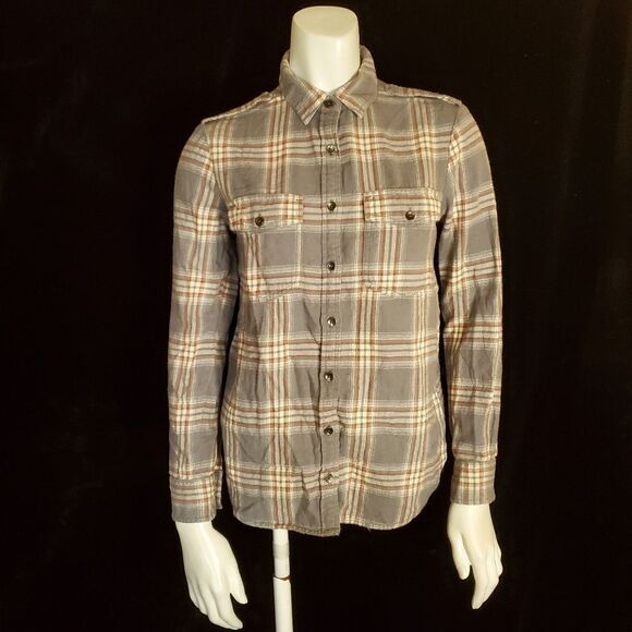 Billabong Gray, Red, & Cream Plaid Button Down Shirt (S) - Picture 3 of 6